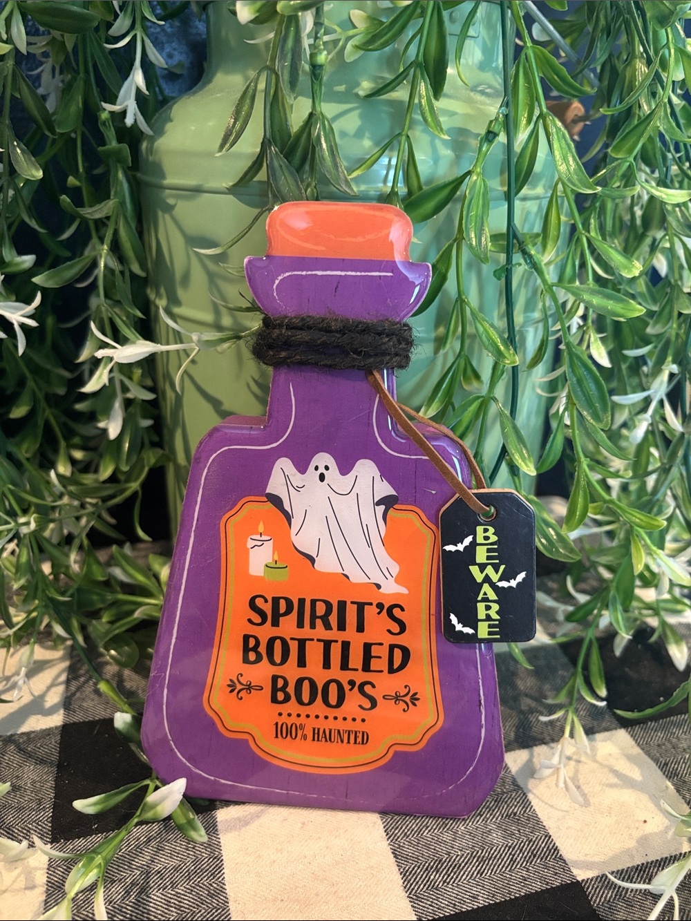 Purple Halloween Bottle Decor - "Spirit's Bottled Boo's"